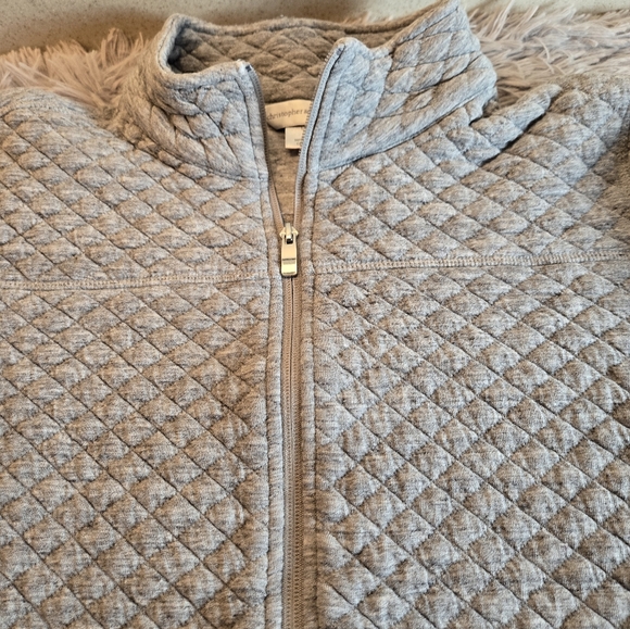 Christopher & Banks Gray Quilted Zip Up Sweatshirt jacket Size Large - Picture 9 of 14